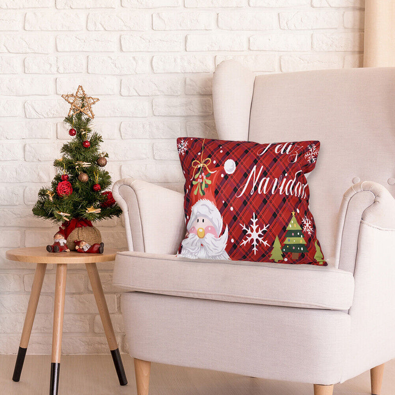 Merry Christmas Retro Print Pillowcase Throw Pillow Case Home Ornaments Gift