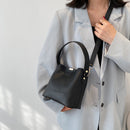 Fashion Mini PU Leather Handbag Tote Pure Color Shoulder Crossbody Bucket Bag