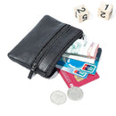 Simple Card Holder Leather Zip Wallet Black Key Holder Purse Wallet Coin Pouch