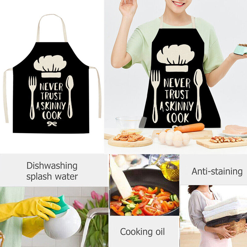 Kitchen Linen Apron Cutlery Print Home Restaurant Cooking Baking Bib Tools