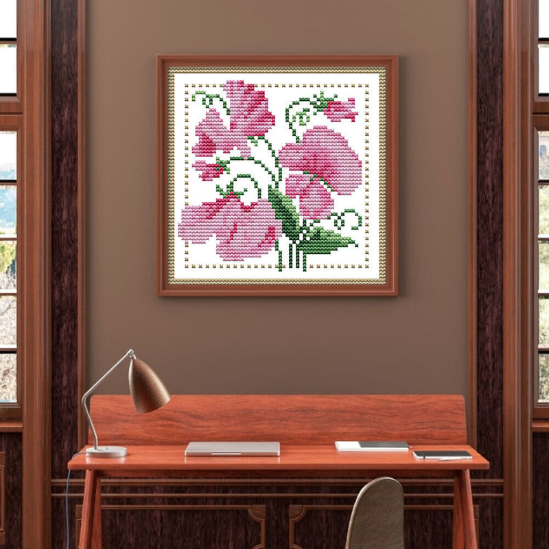 Partial Cross Stitch 14CT Cotton Thread DIY Counted Embroidery Kits Flower Gift