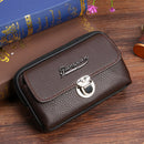 Litchi Pattern Purse Men Leather Card Wallet Belt Bags (Coffee Horizontal)