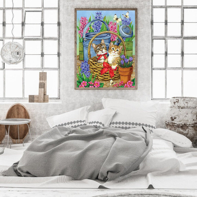 40x50cm Frameless Oil Paint By Numbers DIY Kitten Painted Canvas Picture
