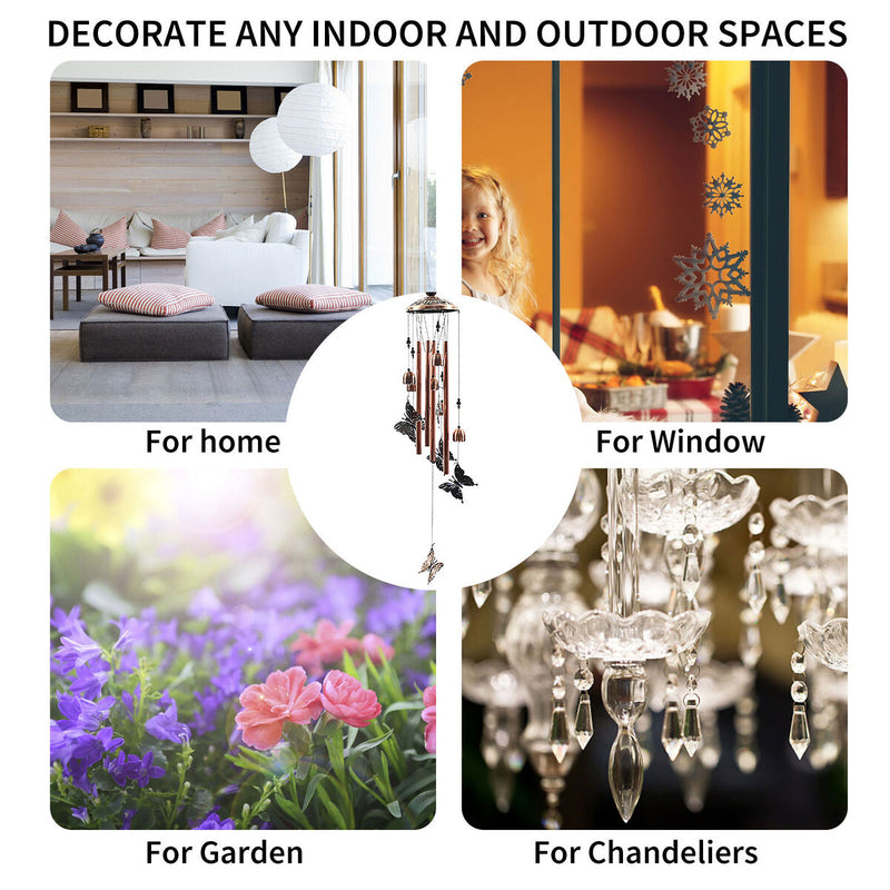 Butterfly Wind Chimes Gifts for Mom Windchimes Outdoor Decorations with S Hook