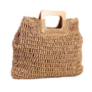 Retro Big Totes Women Woven Shoulder Handbags Top-handle Bags (Light Brown)