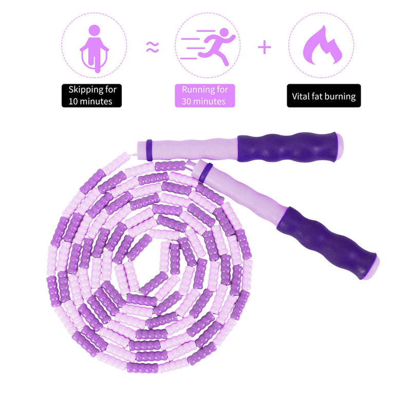 Skipping Rope Professional Rope Skipping Soft Beads Unknotted (Purple) Newly