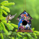 Hanging Bird House DIY Diamond Painting Wooden Bird Nest Shelter for Garden