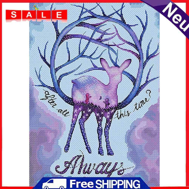 11CT Full Cross Stitch Elk Stamped DIY Kits Handmade Cotton Thread Embroidery