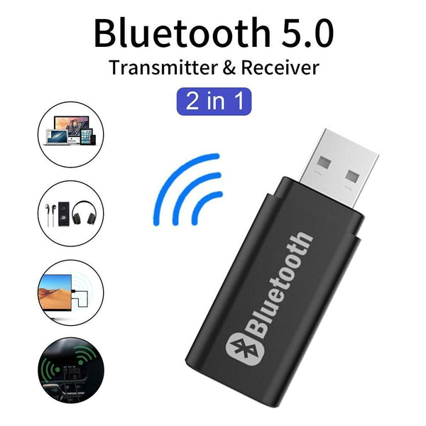 Dongle Stereo AUX Bluetooth 5.0 Adapter Audio Receiver 2-in-1 USB Transmitter