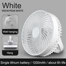 LED Night Light Mute Desktop Cooling Ceiling Fan for Camping Tent (White)