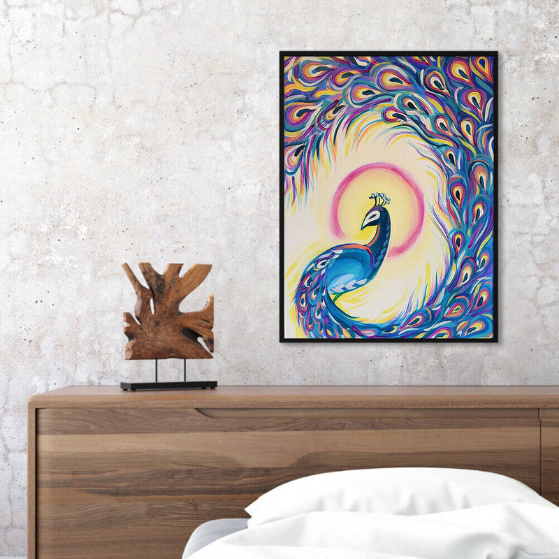 Oil Paint By Numbers Peafowl Frameless Picture Craft Kit for Home Living Room