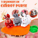 Three Rabbits Carrot Wallets Easter Plush Bunny Bag (White Grey Red) Newly