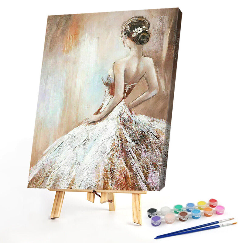 Frameless Oil Paint By Numbers Girl Back DIY Canvas Picture Kits (X720)