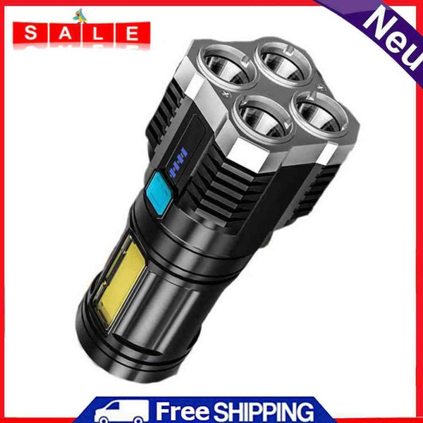 Strong COB Flashlight, Portable LED Lighting, 4 Modes, Camping Home Handlamp