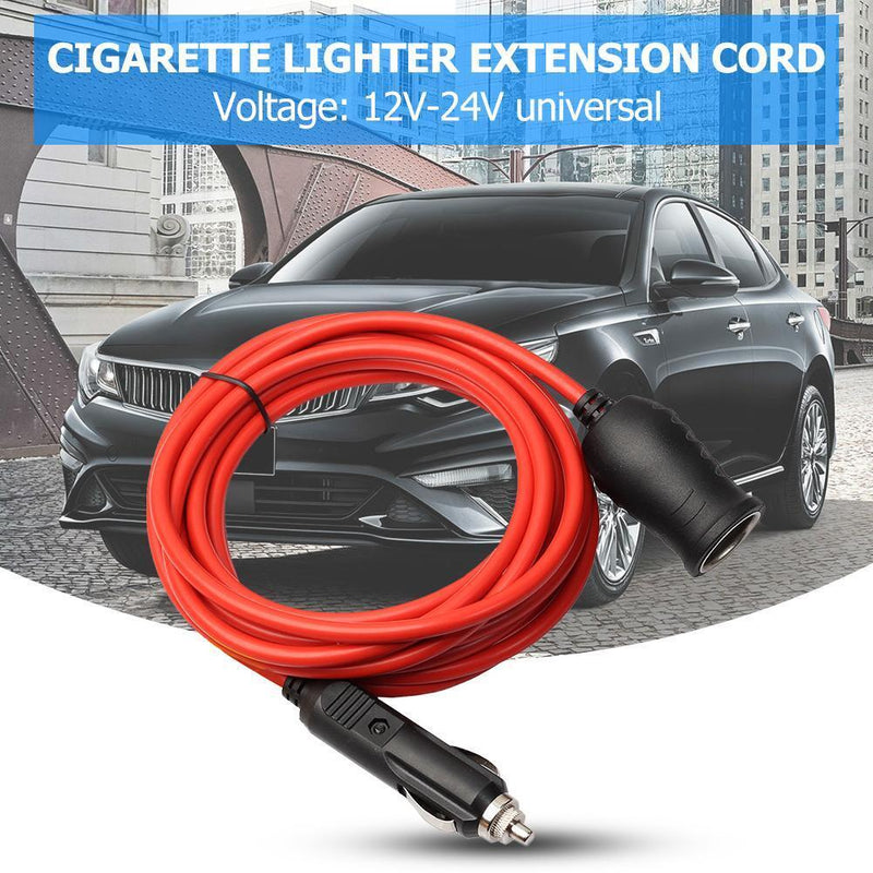 12V 24V 10A Car Cigarette Lighter Socket Extension Cord Cable 12ft Red