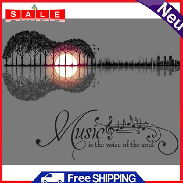 Sunset Guitar Tree Canvas Painted Oil Paint By Numbers Modern Bedroom Wall Art