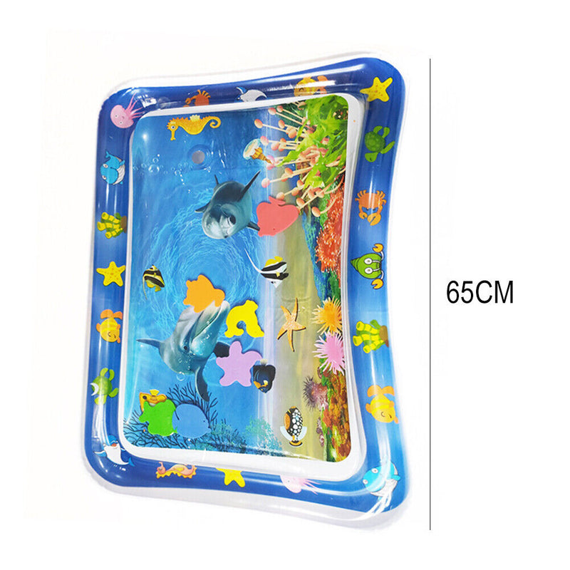 Inflatable Baby Pat Mat Fun Early Education Water Play Mat (Square Ocean) Newly