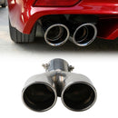 Stainless Steel Bent Dual Exhaust Tip Bolt-on Rolled Edge Slant Cut 76mm In