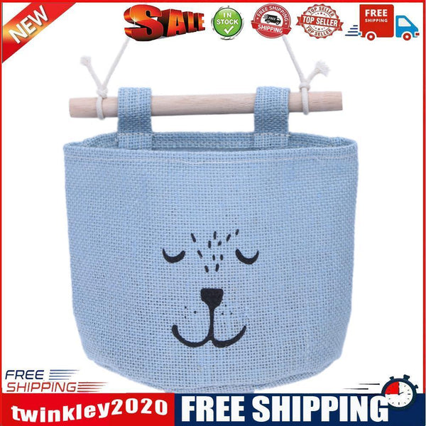 One Layer Pocket Canvas Storage Bag Back Door Wall Hanging Bag(Blue)