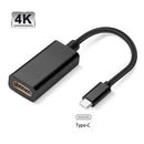 Type-C to HDMI-Compatible Adapter 4kx2k 30Hz 1080P Phone PC TV Wire (Black)