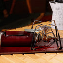 Vegetable Tanned Leather Outdoor Camping Pad for SOTO 310 Stove (Wine Red)