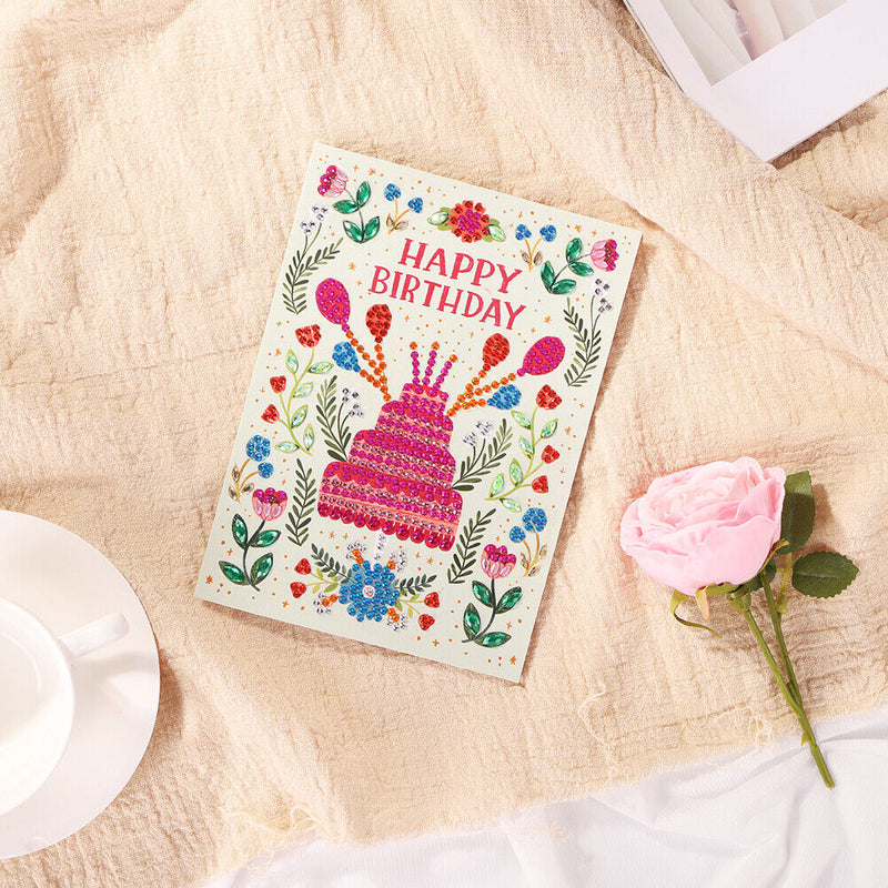 Special Shaped 5D Diamond Painting Happy Birthday Card DIY Postcard (KP017)