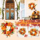45CM Halloween Wreath Fall Door Pumpkin Wreath Garland Autumn Thanksgiving-Decor