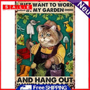 Gardener Cat Retro Metal Plate Tin Sign Plate Wall Art Home Decor Iron Painting
