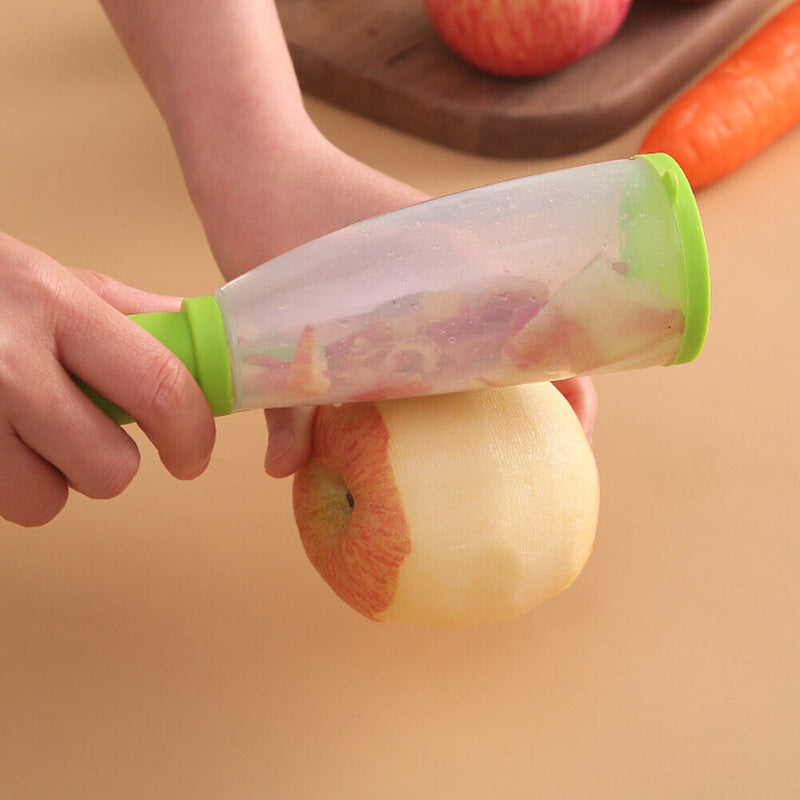 Multifunctional Fruit Peeler with Rubbish Bin Vegetable Skin Cutter (White)