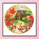 DIY 11CT Cross Stitch Stamped Fall Scenery Needlework Kit 35x35cm (5255) Newly