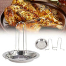 Roast Chicken Holder Steel Roaster Rack BBQ Stand Grill V7X0 Pan 19*17cm. T2E8