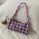 Fashion Plaid PU Leather Women Handbag Tote Simple Chain Underarm Shoulder Bag