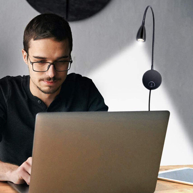 LED Flexible Gooseneck Spotlight 360 Degree Rotation Bedside Lamp (Black) Newly