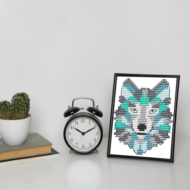 14CT Partial Cross Stitch Wolf Counted DIY Embroidery Needlework Animal Wall Art
