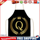 Letter Q Printed Linen Apron Kitchen Waterproof Home Cooking Bibs (82X68CM)