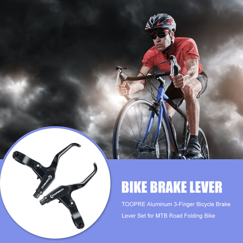TOOPRE Aluminum 3-Finger Brake Lever Set for MTB Road Folding Bike (Black) Newly