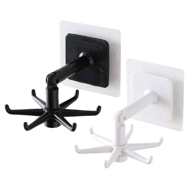 360 Degree Rotating & 180 Degree Tilt Kitchen Hook Rack 6-Claw (Black)