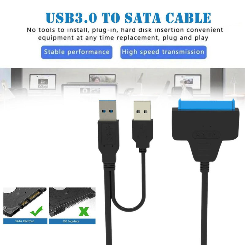 USB to SATA Adapter Cable Data Converter 3.0 to 2.5''/3.5'' For HDD SSD USB: