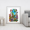 Oil Paint By Numbers Garden House on Canvas Digital Paint Wall Art Handicraft