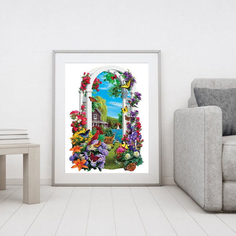 Oil Paint By Numbers Garden House on Canvas Digital Paint Wall Art Handicraft