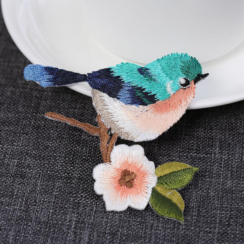 Women Craft Motif Flower Sew/Iron on Applique Patch Sewing Embroidered Birds
