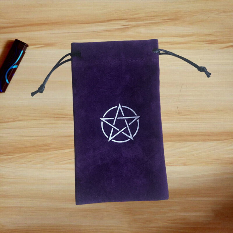 2x Velvet Pentagram Altar Tarots Tablecloth with Bags Divination Astrology To