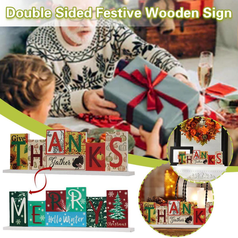 Large Size Double Sided Wooden Sign Fall and Halloween Decorations for Hom!