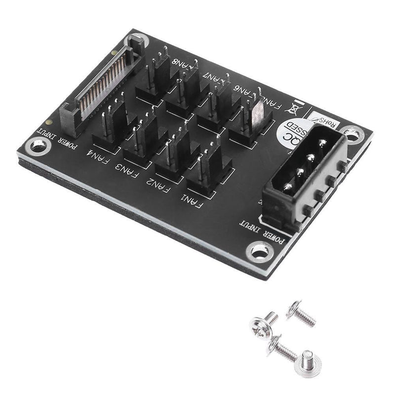 4-Pin or SATA 15-Pin to 8 Way 4-Pin PC Chassis Cooling Fan Splitter Hub