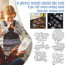 6 Pieces Words Metal Die Cuts Stencils Embossing Stencil Template Cutting  7AE\