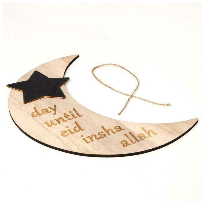 Eid Mubarak Moon Wooden Hanging Ornaments Muslim Ramadan Kareem Eid al-adha M4I3