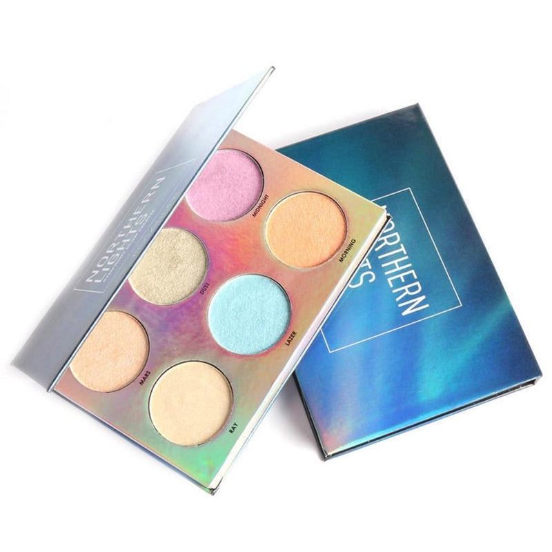 6 Colors Shimmer Glow Palette Face Makeup Bronzer Highlighter Blush Powder
