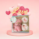 Coral Fleece Bear Towels Scented Soap Flowers with Clear Box Set (Pink) Newly