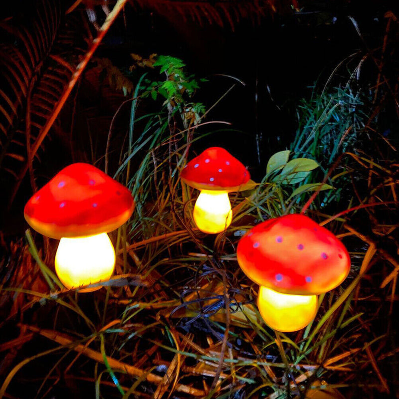 LED Luminous Mushroom Solar Lights Outdoor Garden Waterproof Lawn Stakes Lamps