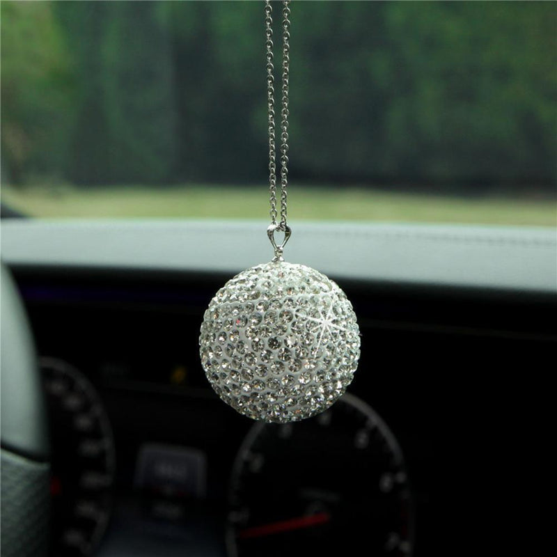 Rhinestone Ball Car Pendants Rearview Mirror Hanging Ornaments Auto Accessories